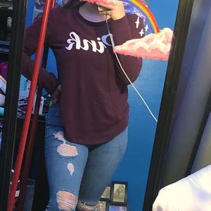 Pink long sleeve maroon shirt